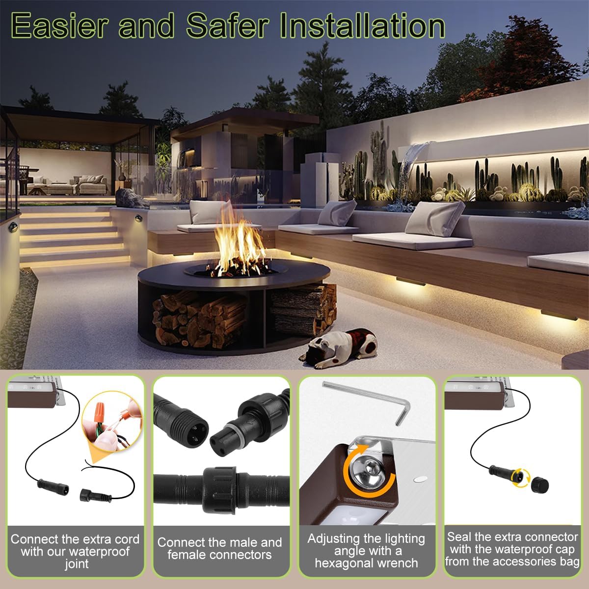 Retaining Wall Lights,12 Pack 7 Inch LED Hardscape Lighting,12-36V 2.5W Low Voltage Fence Lights,Outdoor Step Lights with IP67 Waterproof 2700K Warm Light