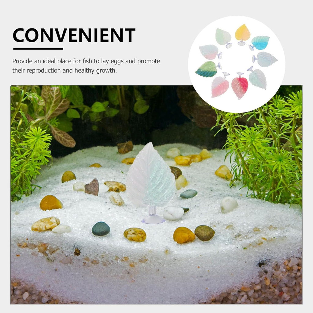 9pcs Betta Fish Leaves Pad: Artificial Leaf Hammock for Fish Rest Aquarium Landscaping - Betta Spawning Bed Accessory Leaf Ornament for Breeding
