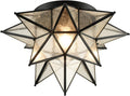 DAYCENT Boho Moroccan Seeded Glass Black Moravian Star Flush Mount Ceiling Light Fixture, 18 Inches