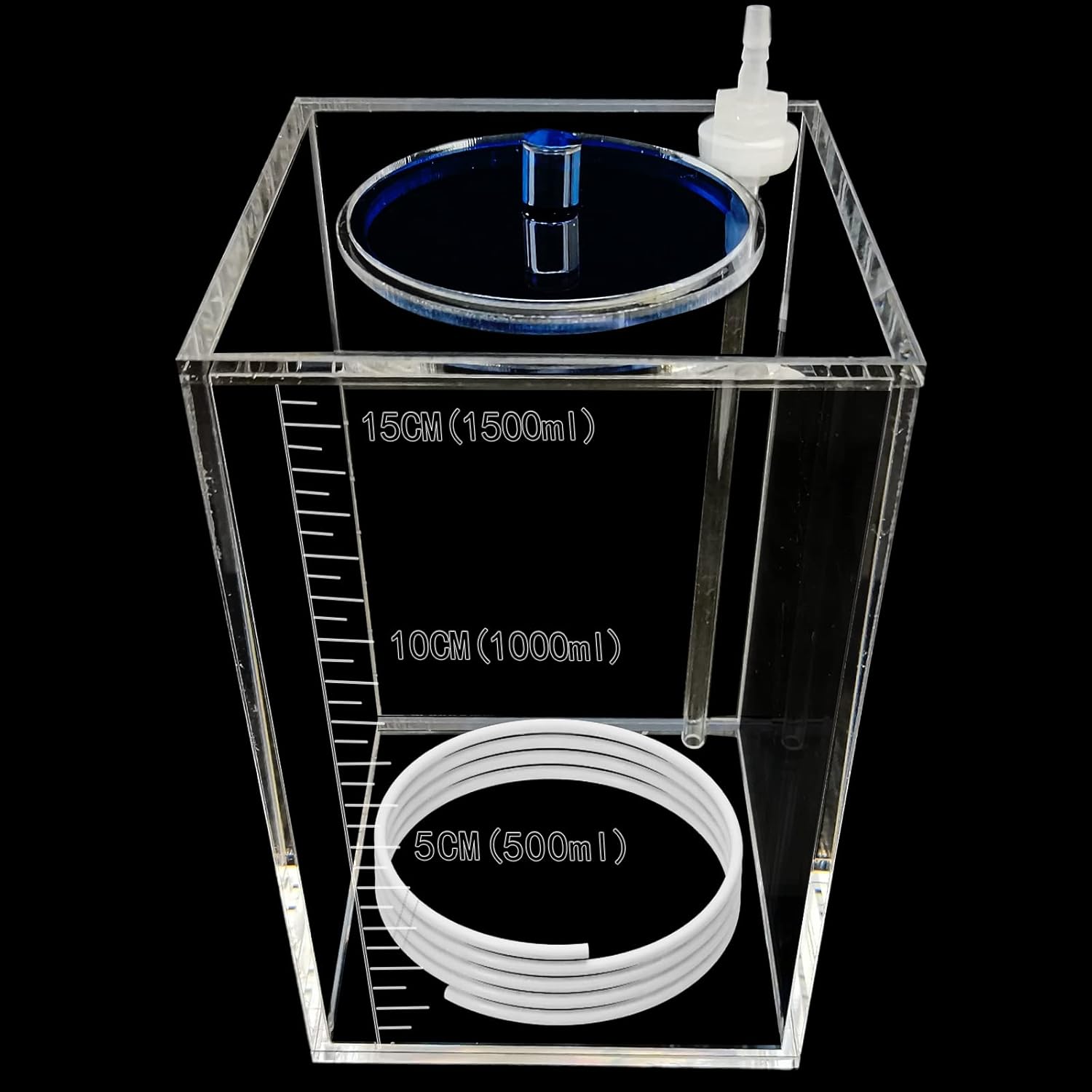 dosing Container,Aquarium Air Pump Accessories,dosing Pump Liquid containers Liquid srorage Bucket Made of acryli,Reservoir (1.5L/0.4gal Blue lid)