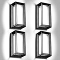 ledmo Outdoor LED Wall Porch Light, 1800LM 6000K Modern Sconce Light Fixture, 18W IP65 Waterproof Anti-Rust Wall Light, Frame Exterior Wall Lights for Patio, Yard, Garage, House, 4 Pack