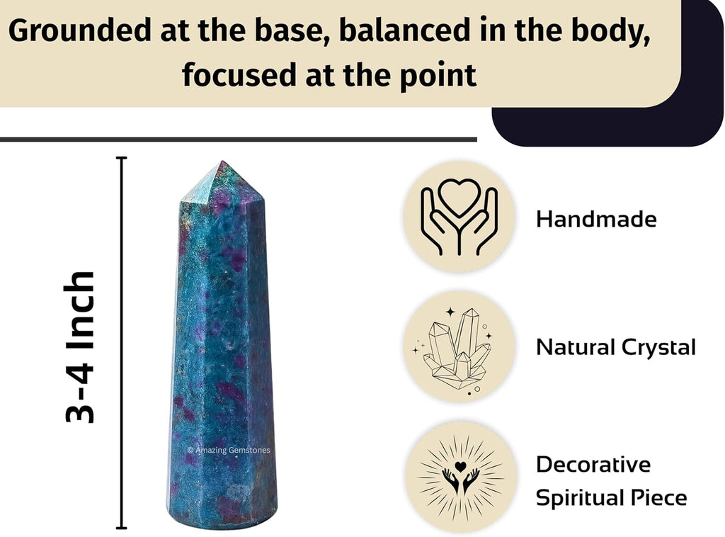 Amazing Gemstone Ruby Kyanite Crystal Towers - Natural Healing Crystal Point Obelisk for Reiki Healing and Crystal Grid (3 Inch)
