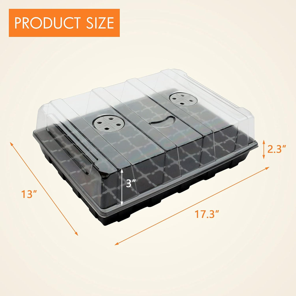 Gardzen Seed Starter Tray, 5 Pack Smiling Face Plant Germination Trays with Total 350-Cell, Seed Starter Kit with Humidity Vented Domes and Bases for Starting Vegetable Flower Herb Seeds 18" x 14"
