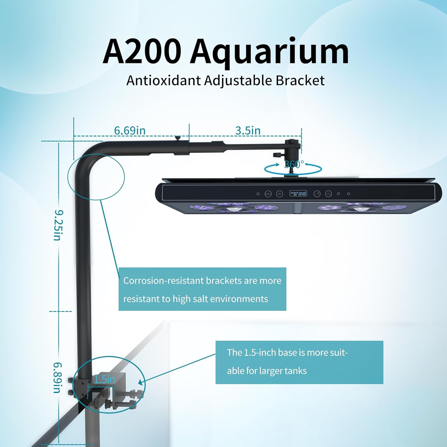 Aquarium Lights-200 watt 6 Channels Sunrise Sunset Moonlight Highly Customizable Reef Light for lps SPS Fresh Saltwater Tanks