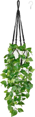 Mkono Fake Hanging Plant with Pot, Artificial Plants for Home Decor Indoor Macrame Plant Hanger with Fake Vines Faux Hanging Planter Greenery for Bedroom Bathroom Kitchen Office Decor (1, Black)