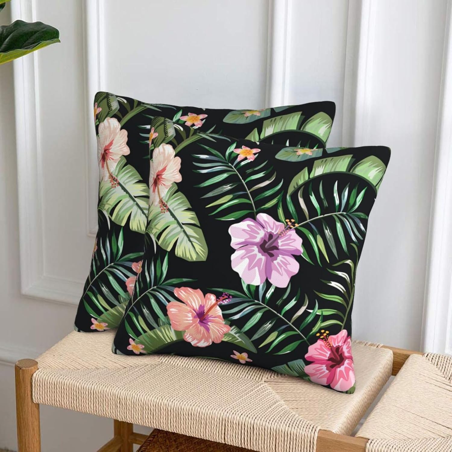Rustic Chic Rose & Peony Throw Pillow Covers Set of 2 Ultra-Soft All-Season Pillow Shams with Hidden Zipper,Durable for Sofa Bed Car Decor & Gift 18x18 in