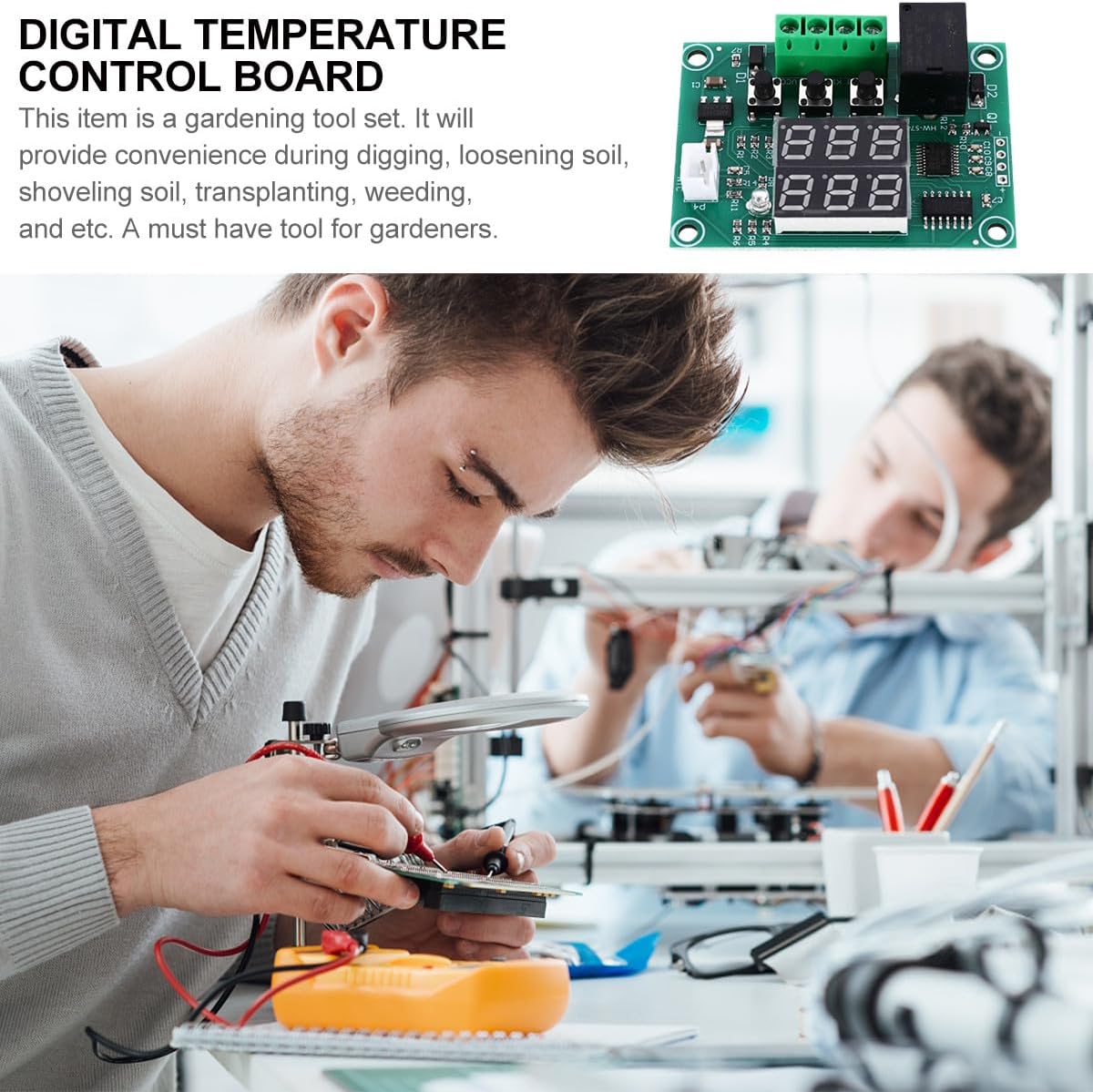Dual Digital Thermostat Controller DC Voltage Temperature Control Module with Sensor High Precision Heating Cooling Thermostat for Greenhouse Boiler Hatching
