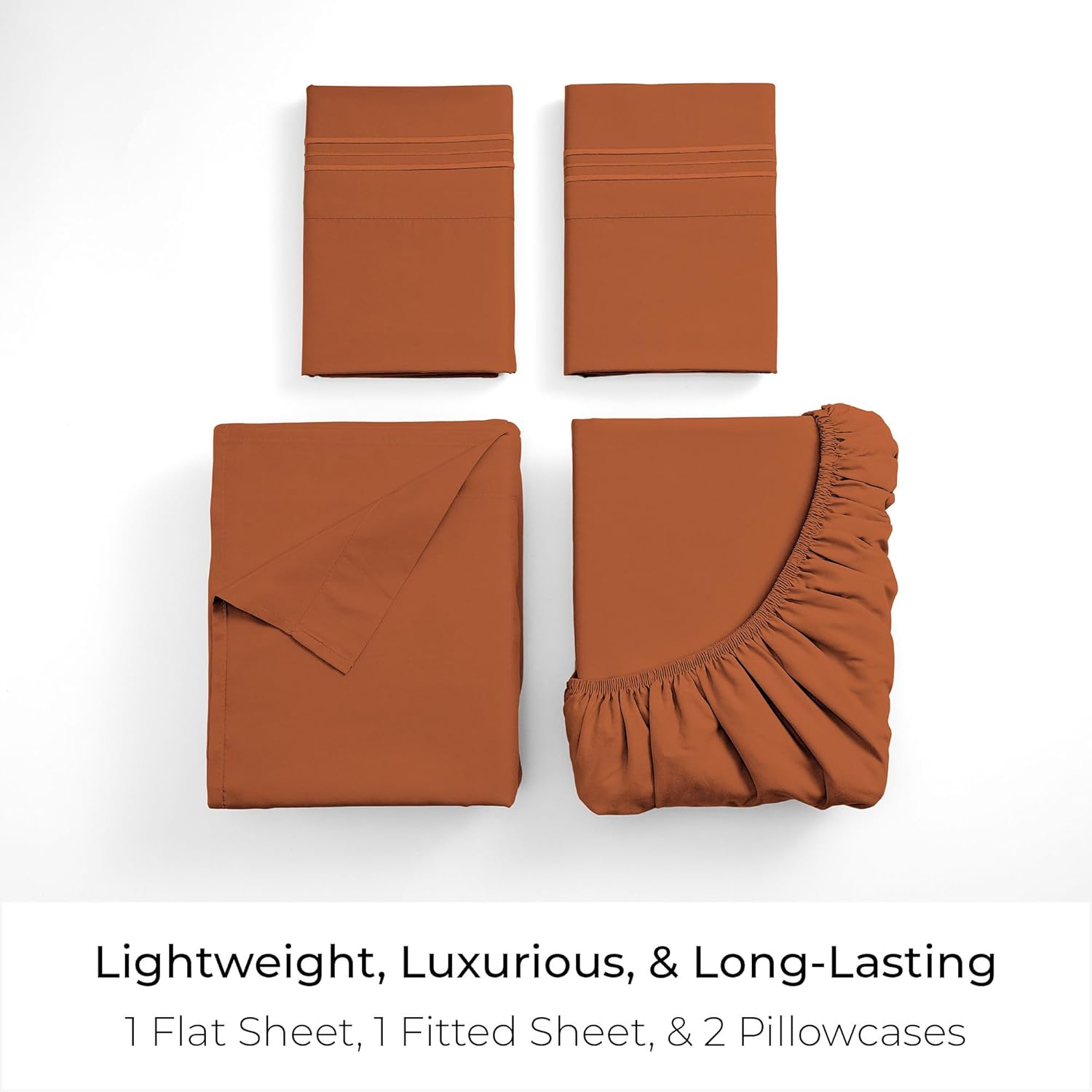 Mellanni Queen Sheets Set - 4 PC Iconic Collection Bedding - Hotel Luxury, Extra Soft, Cooling Bed Sheets - Wrinkle, Fade, Stain Resistant (Queen, Terracotta)
