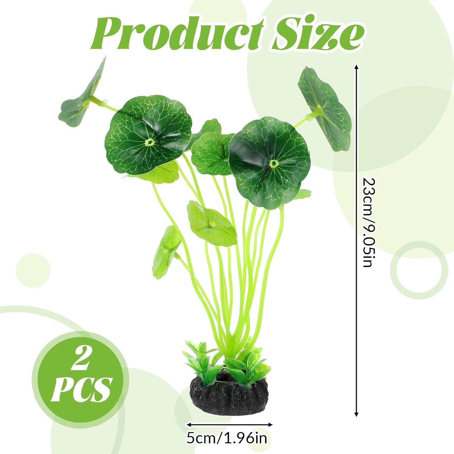 9 Inch Artificial Aquarium Plants 2 Pack Plastic Lotus Leaf Decorations for Small Tank Goldfish Betta Hides (Green)