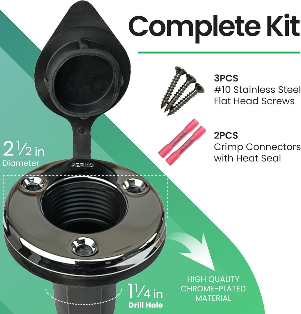 YOLOtek Veteran Owned - PERKO Port Kit (Round) - Threade Base Secure Boat Navigation Lights for Stern or Bow - Boat Accessories