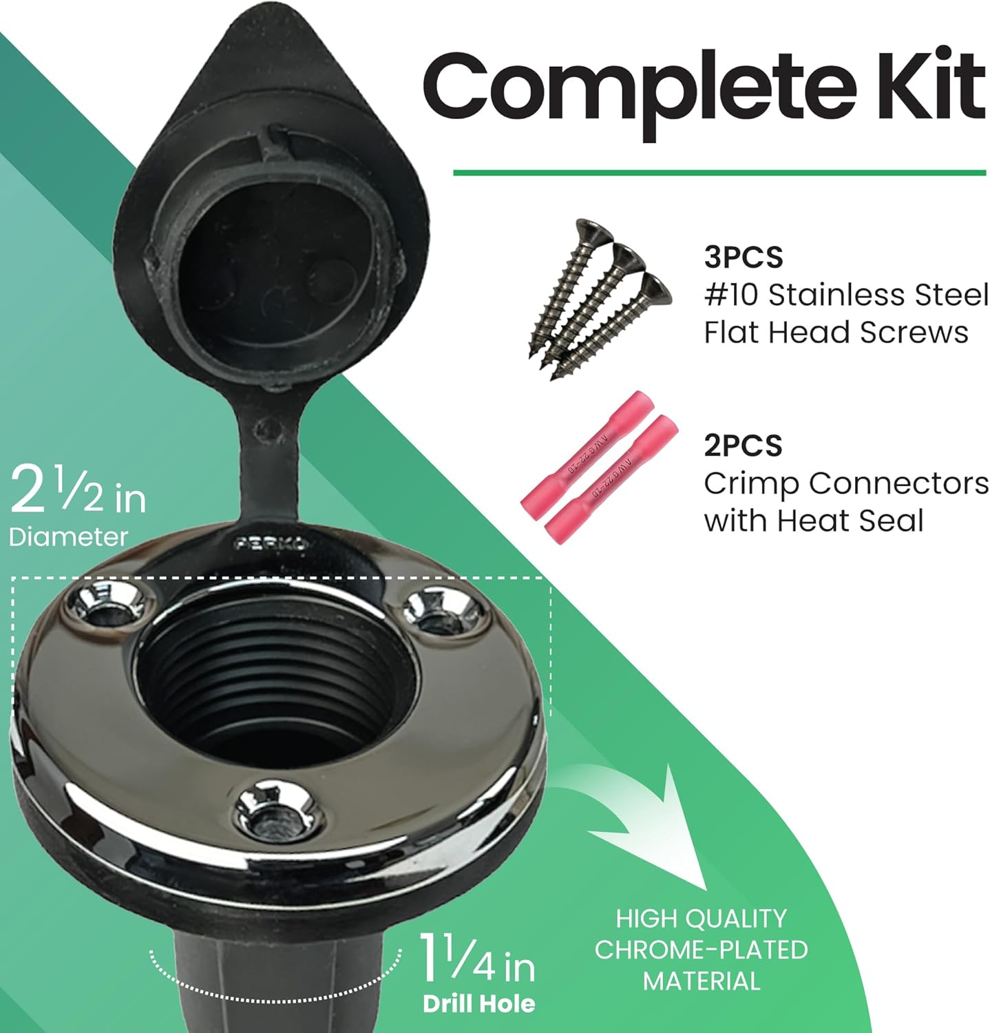 YOLOtek Veteran Owned - PERKO Port Kit (Round) - Threade Base Secure Boat Navigation Lights for Stern or Bow - Boat Accessories