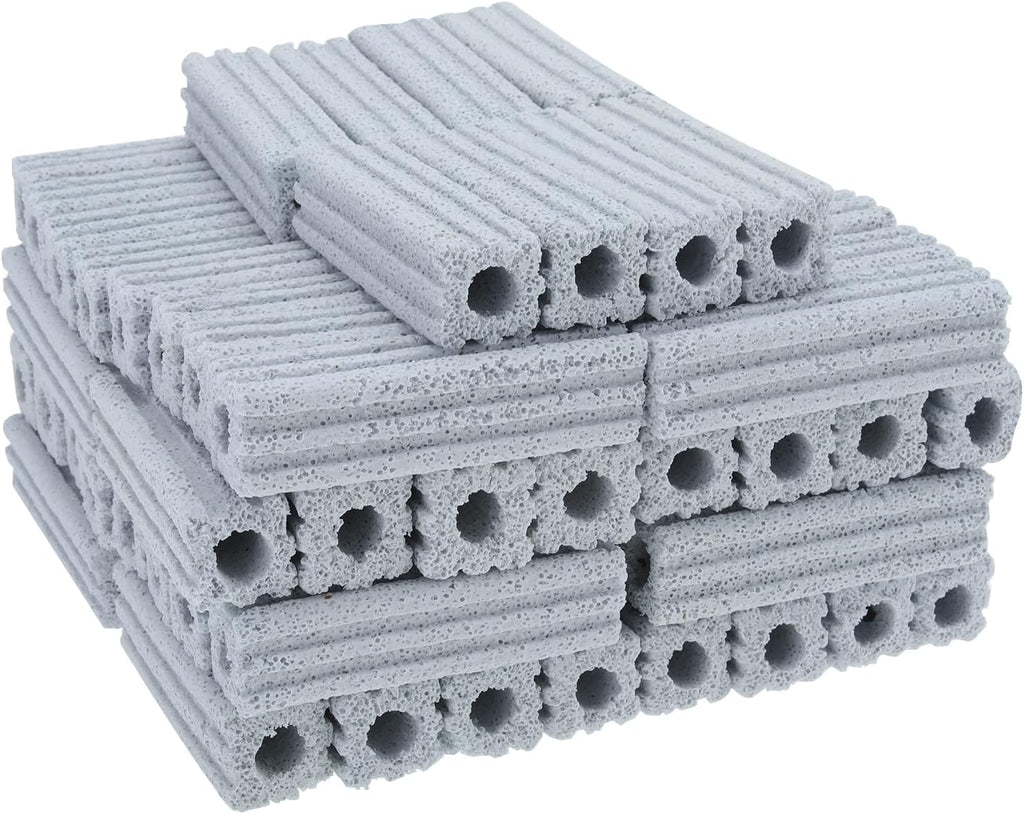 RealPlus Ceramic Bio Filter Media for Aquarium Sump Canister Pond Fish Tank, Vast Surface Area (3.8" Length / 72pcs)