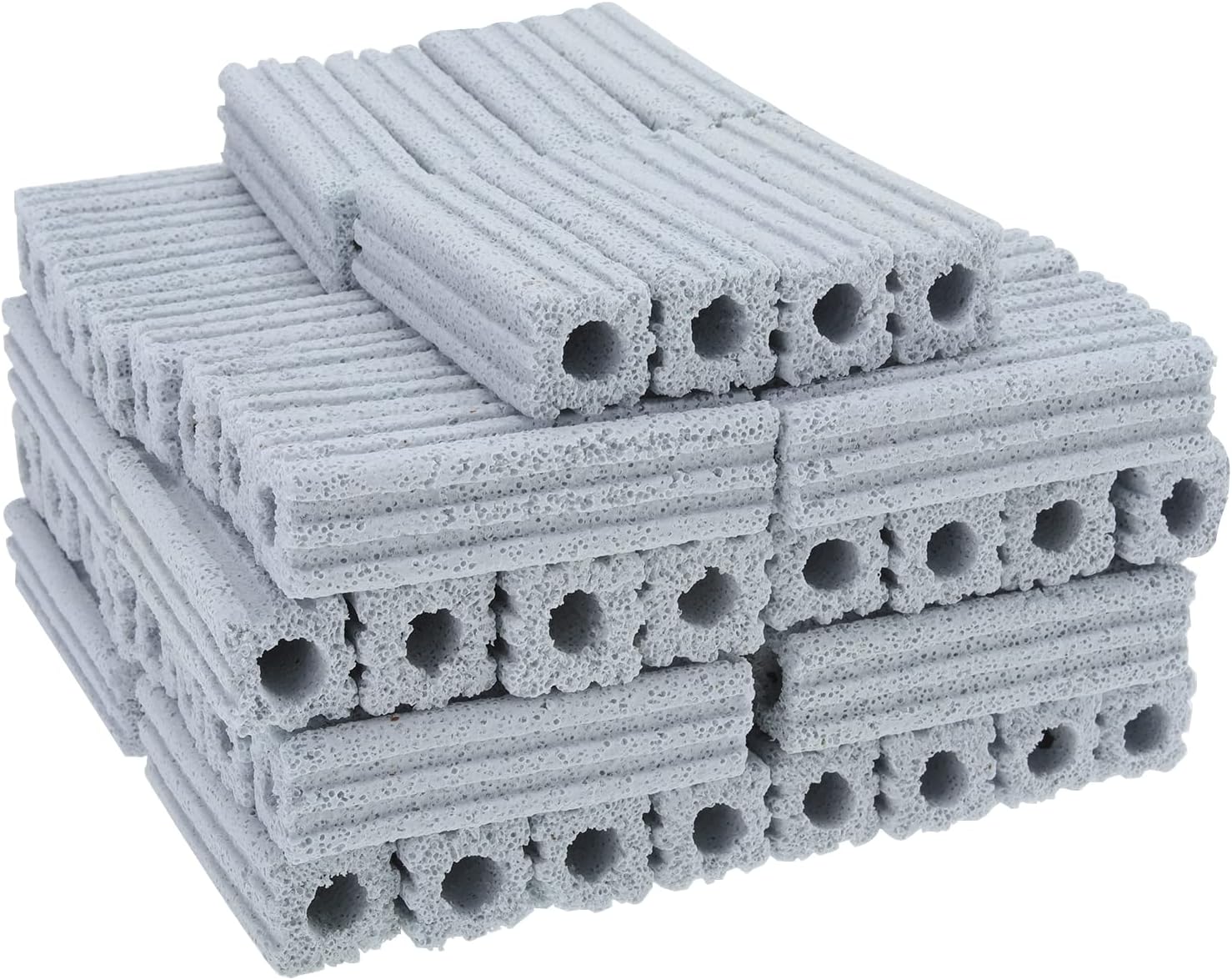 RealPlus Ceramic Bio Filter Media for Aquarium Sump Canister Pond Fish Tank, Vast Surface Area (3.8" Length / 72pcs)