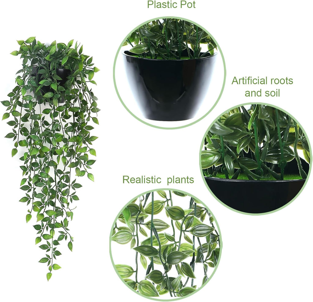 Artificial Hanging Plants,1 Pack Fake Wall Plants,Faux Mandala Vines Potted Plants,Plastic Greenery with Planter for Indoor Outdoor Garden Patio Office Décor