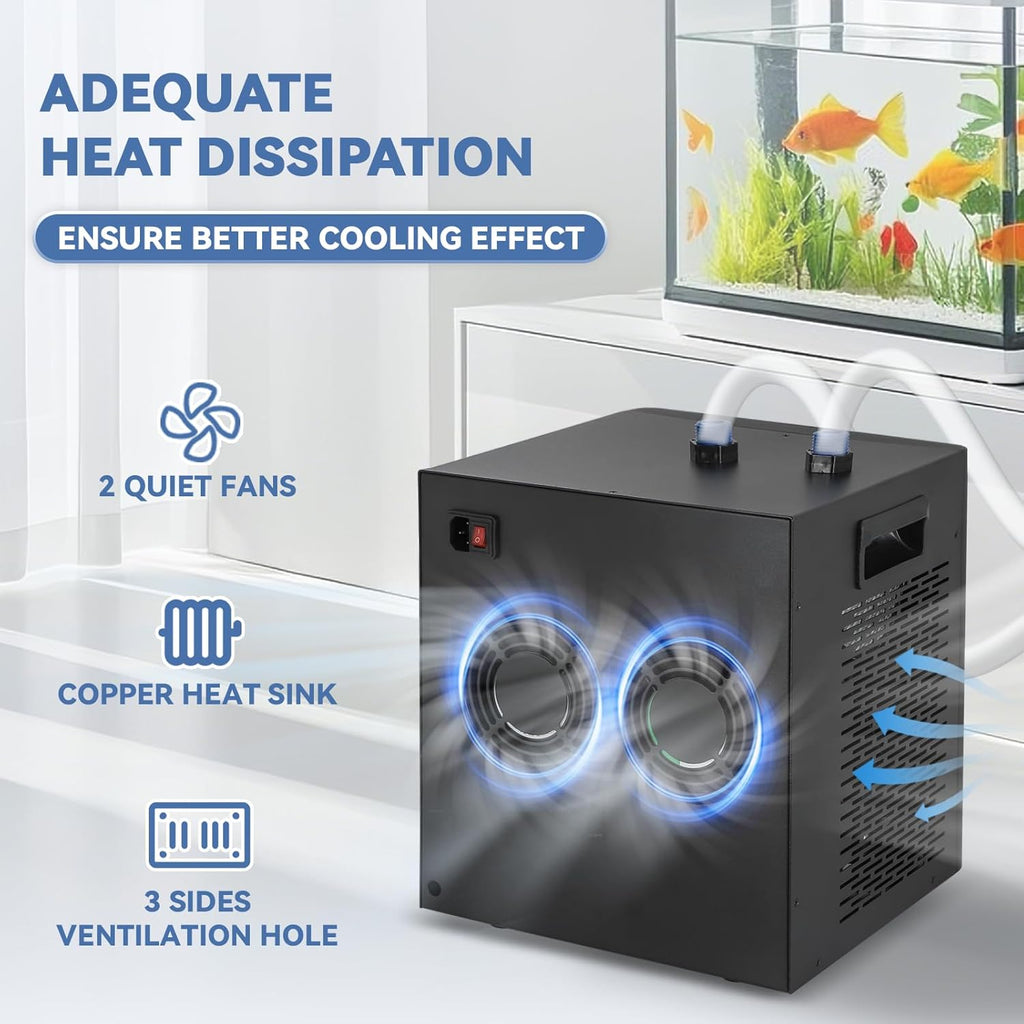 Poafamx 1/3 HP Aquarium Chiller, 79 Gal Titanium Chiller for Saltwater & Freshwater Fish Tank, Hydroponics Cooling System with Pump, Quiet Efficient Water Chiller for Axolotl, Coral Reef