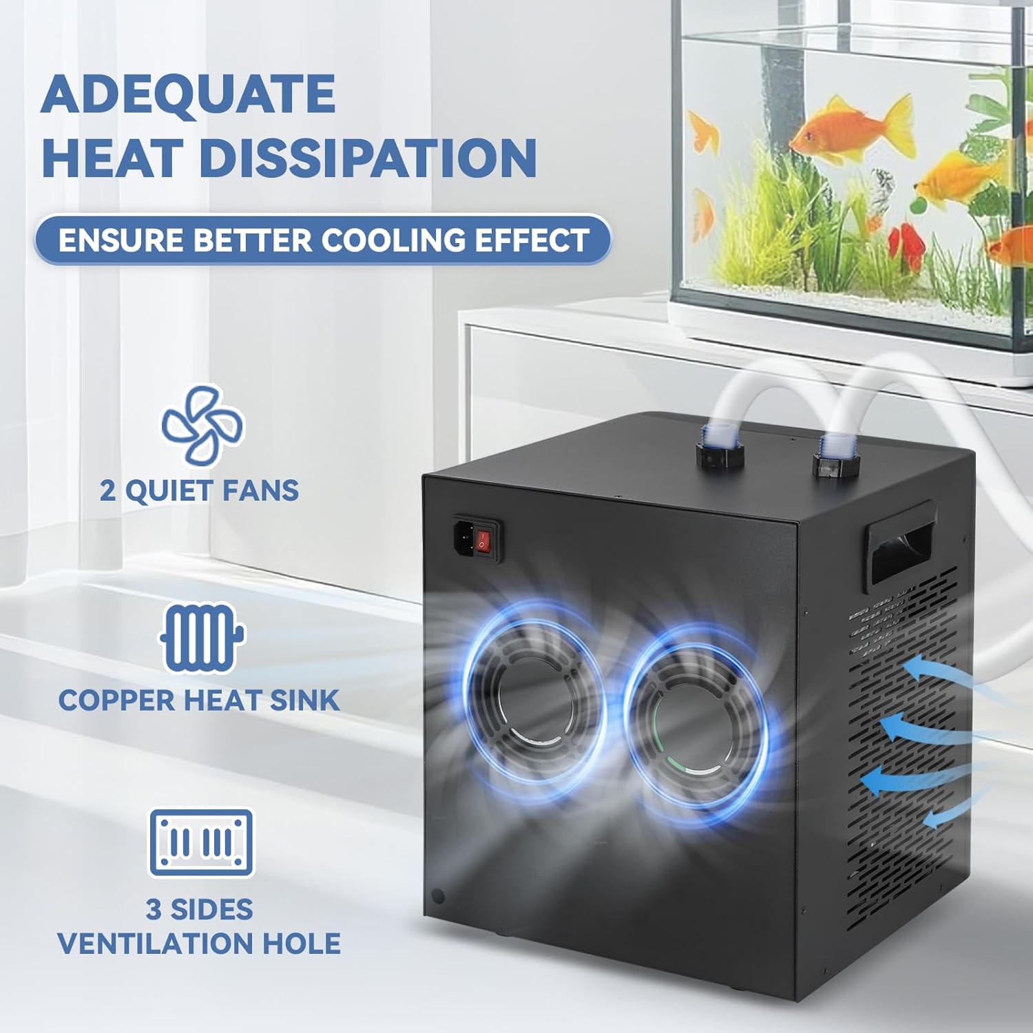 Poafamx 1/3 HP Aquarium Chiller, 79 Gal Titanium Chiller for Saltwater & Freshwater Fish Tank, Hydroponics Cooling System with Pump, Quiet Efficient Water Chiller for Axolotl, Coral Reef
