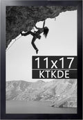 KTKDE 11x17 Picture Frame Black Wooden Shatter Resistant Glass, Rectangle Photo Frame for Photos,Studio Gallery Wall Hanging Posters & Art Prints
