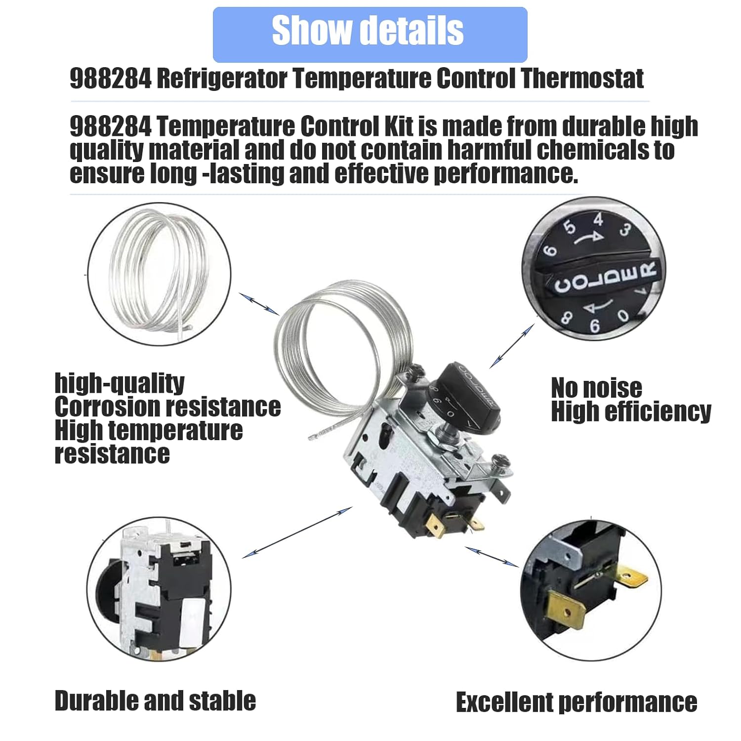 988284 800382 Upgrade Temperature Control Kit, 077B6856 Refrigerator Thermostat Controller, Compatible with True Refrigerators Series, Replacement for 077b, 800306 461387, TC,TSD,T Series,GDM,GEM,G4SM