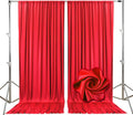 10ft x 10ft Red Backdrop Curtains for Parties, Fabric Satin Background Curtain with Rod Pockets for Weddings, Birthday, Baby Shower, Photography, Graduation Party Backdrop Drapes, 2 Panels