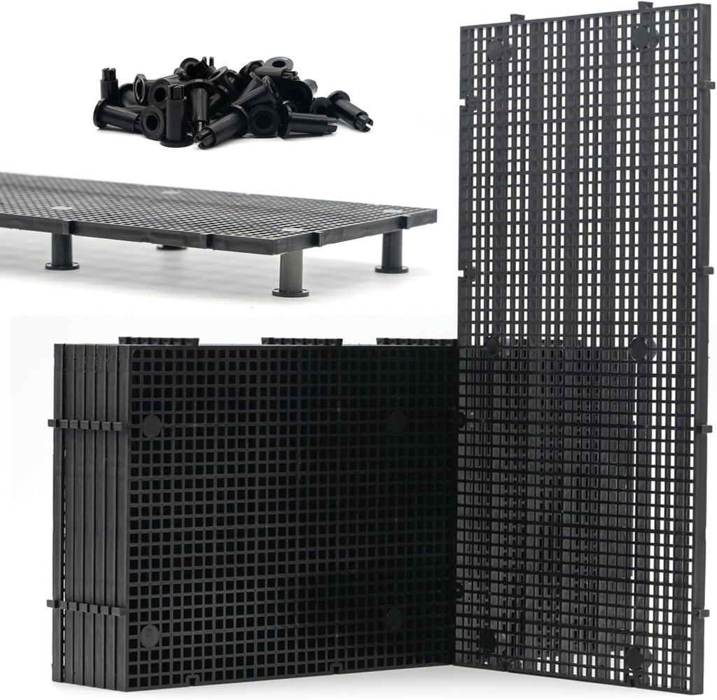 LINLAN 8 Pieces High-Density Aquarium Grid Plastic with 48 Brackets, Fish Tank Divider, Egg Crate for DIY Filtration and Bottom Protection in Aquascaping