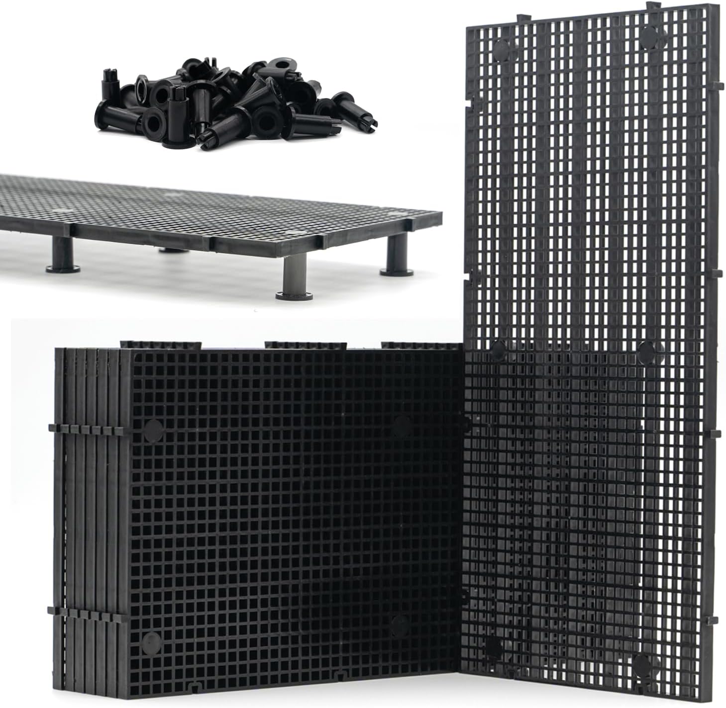 LINLAN 8 Pieces High-Density Aquarium Grid Plastic with 48 Brackets, Fish Tank Divider, Egg Crate for DIY Filtration and Bottom Protection in Aquascaping
