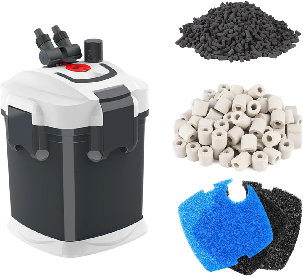 fishkeeper 660GPH Canister Filter, 3-Stage Filtration Aquarium Filter with Quartz Balls and Filter Cotton, Ultra-Quiet External Aquarium Canister Filter for Freshwater and Saltwater up to 230Gal (45W)
