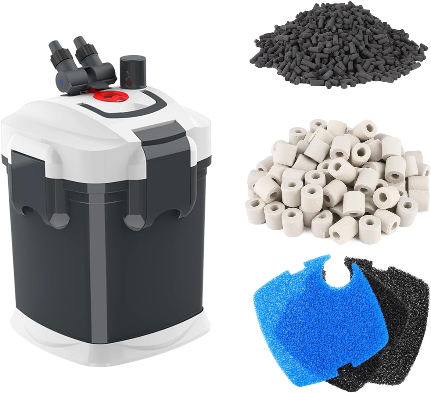 fishkeeper 660GPH Canister Filter, 3-Stage Filtration Aquarium Filter with Quartz Balls and Filter Cotton, Ultra-Quiet External Aquarium Canister Filter for Freshwater and Saltwater up to 230Gal (45W)