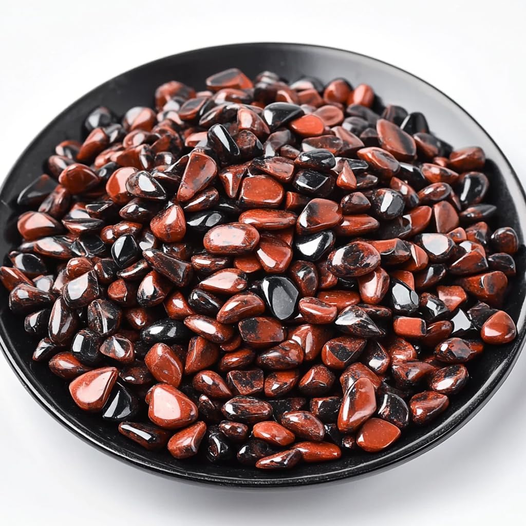 Polished Mahogany Obsidian Crystal Chips 200 Pcs - 0.3" 10 oz Tumbled Stone Chips Crushed Sea Glass Stones Healing Reiki Crystal Making Home Decoration