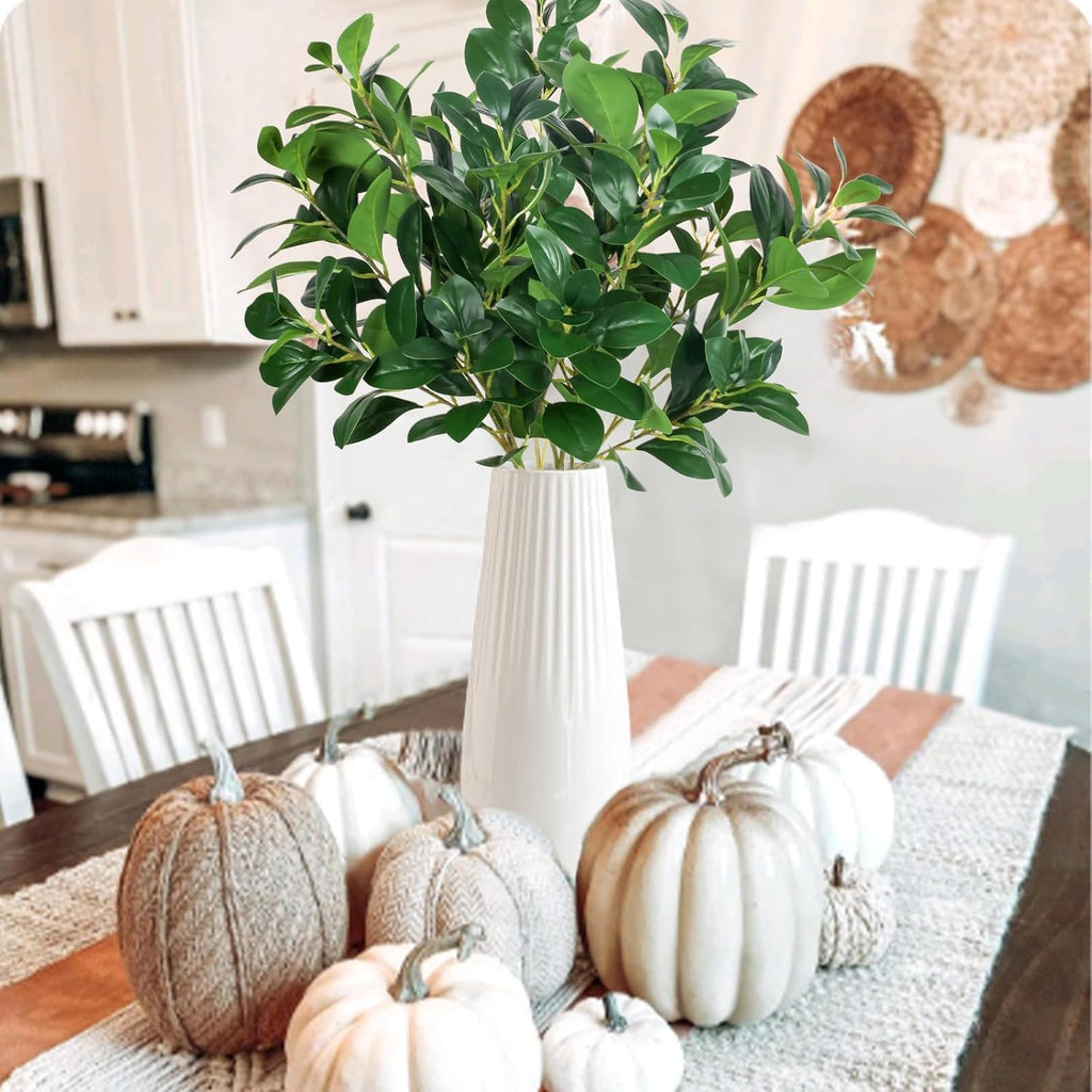 6Pcs Faux Greenery Stems for Vase Artificial Eucalyptus Stems 32.3'' Long Stem Outdoor Eucalyptus Plants Real Touch Greenery Arrangement for Floor Porch Home Decor Wedding Table Centerpiece