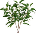 Faux Eucalyptus Stems Willow Eucalyptus Leaves 34” Long Fake Salix Leaves 3 Pcs Artificial Greenery Stems for DIY Bouquet Arrangements Centerpieces Shower Decorations-Artificial Eucalyptus Stems