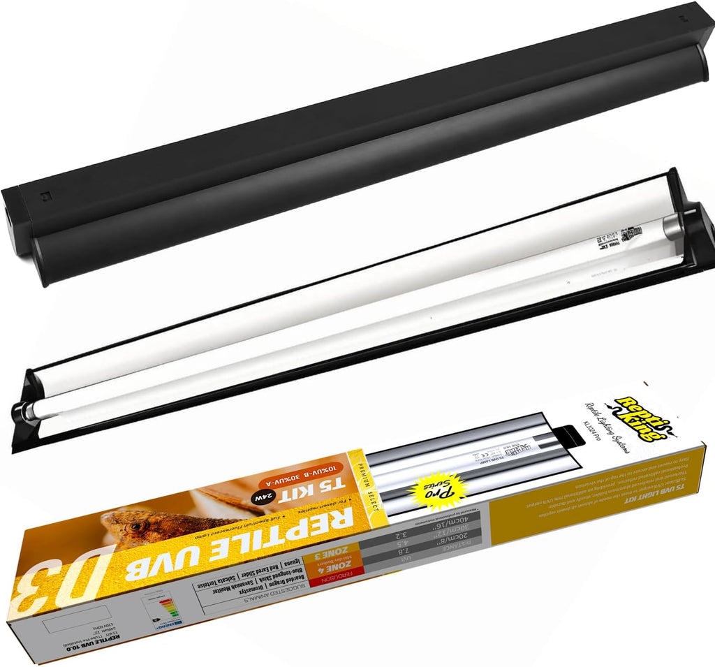 T5 HO UVB Reptile Light Kit – High-Output 24W 10.0 UVB for Reptiles – Liner UVB Light Ideal for Bearded Dragons, Tortoise & Lizard, T5 UVB Light Fixture and Bulb