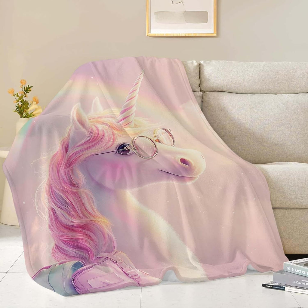 Unicorn Throw Blanket Funny Unicorn Rainbow Stuff Gifts for Kids Girls Boys Adults Women Man Soft Cozy Warm Plush Fluffy Fuzzy Fleece Blanket Decor 40''X50''