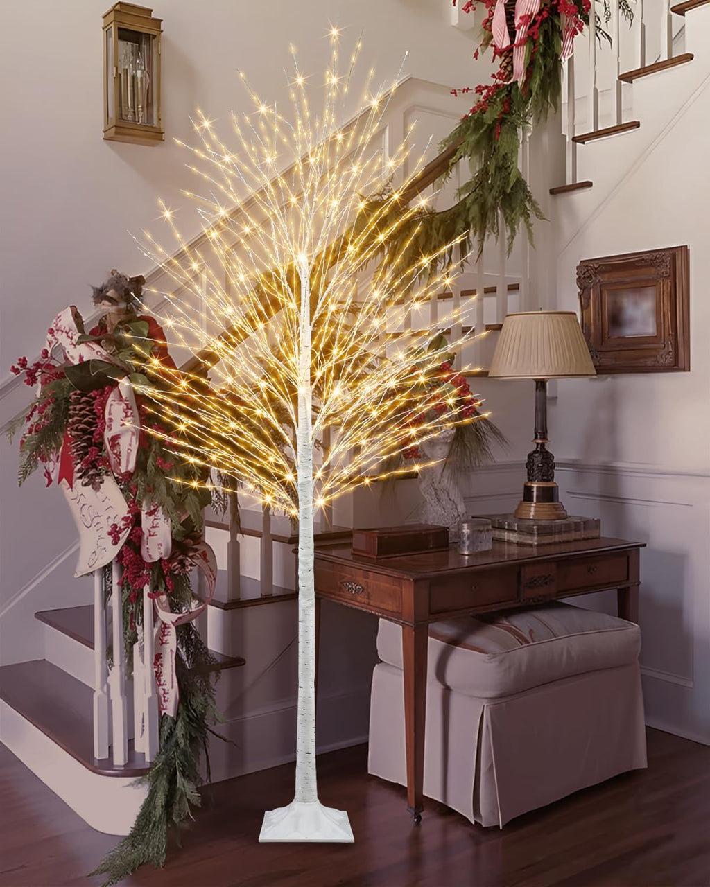 7 FT Lighted Birch Tree, Birch Tree with 1224 LED Lights Artificial Light Up White Birch Christmas Twig Tree with Timer for Indoor Outdoor Wedding Home Yard Mantel Porch Decor