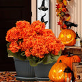 6 Bundles Silk Geraniums Artificial Flowers for Outdoors, UV Resistant Faux Plants Realistic for Garden Patio Porch Window Box Home Indoor Outdoor Decor (6, Orange-red)