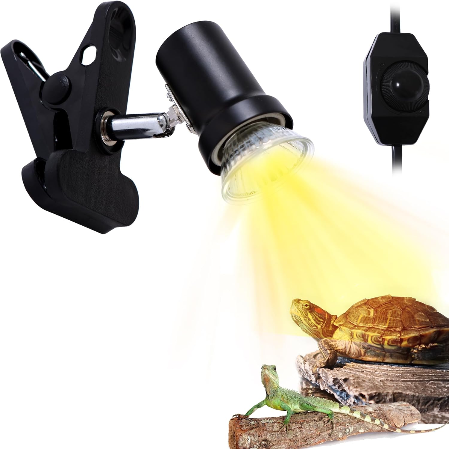 Reptile Heat Lamp, UVA UVB Light for Aquarium Turtle Tank, with 50w Basking Bulb, for Tortoise, Snake, Frog, Lizard, Cockatoo, Chameleon. Halogen, Yellow Light