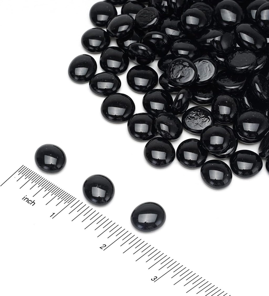 Skyflame 10-Pound Fire Glass Beads for Fire Pit Fireplace, 1/2-Inch Size Onyx Black Reflective Decorative Blended Fireglass Drops for Landscaping
