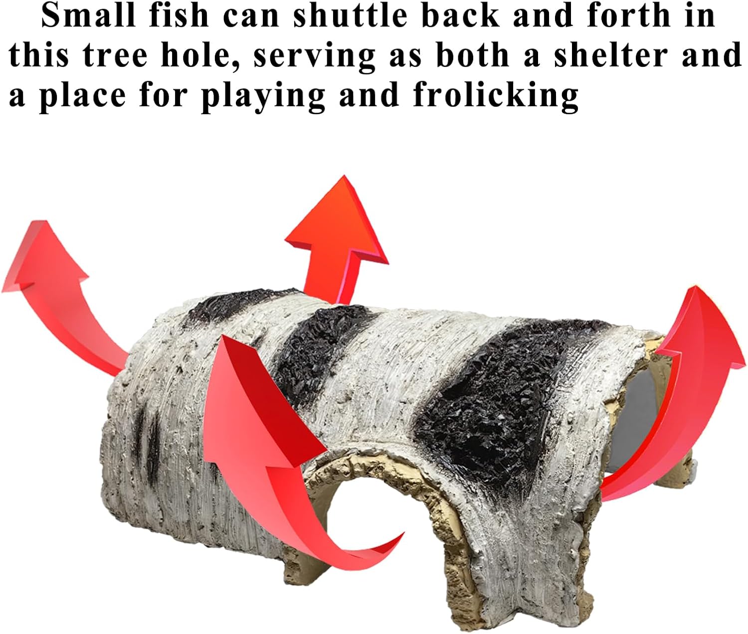 Generic Resin Hollow Tree Trunk, Fish Cave, Wooden House, Hiding Habitat Pool Decoration, White+brown