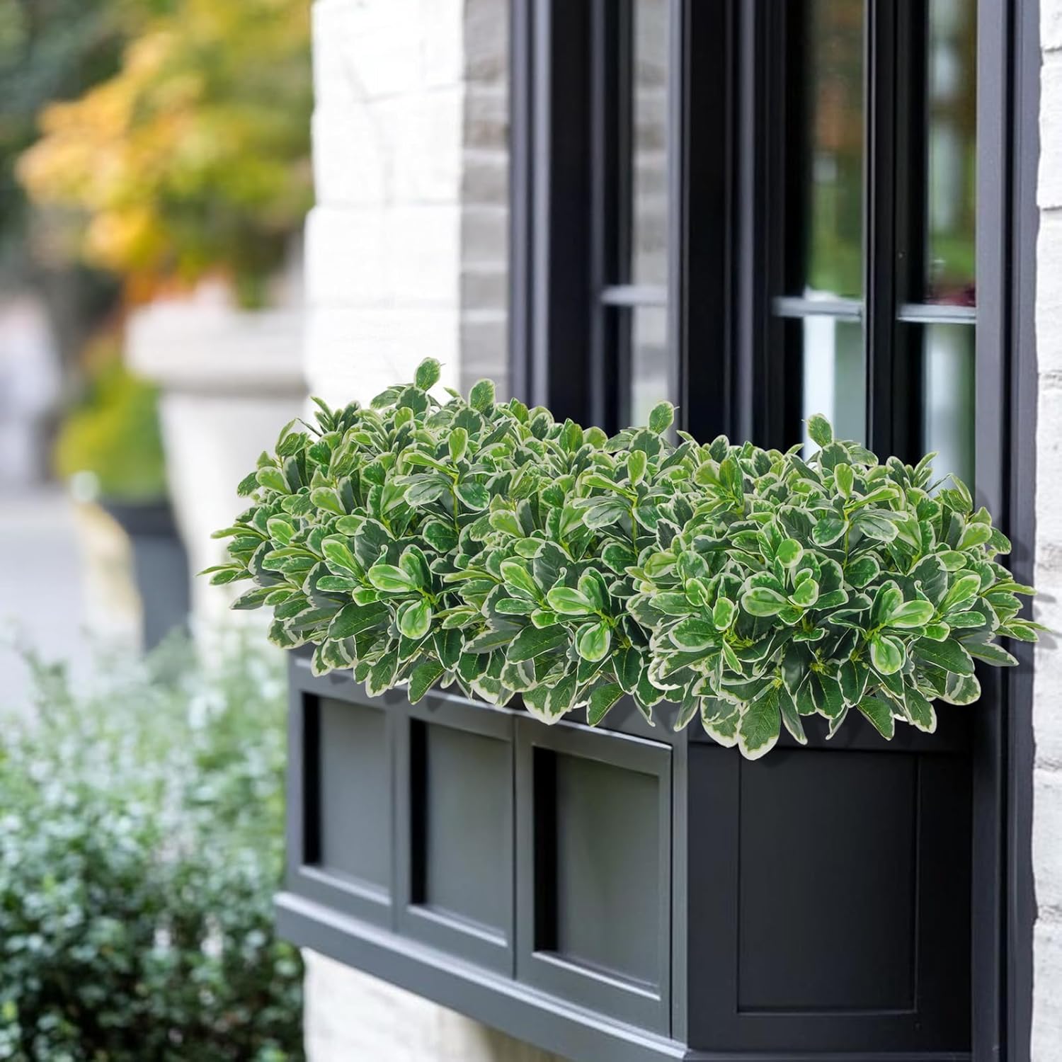GTIDEA Faux Plants Outdoor Artificial Greenery 6Pcs Faux Greenery for Planters Fake Bushes Shrubs for Window Box Indoor Outside Garden Front Patio Yard Porch Décor