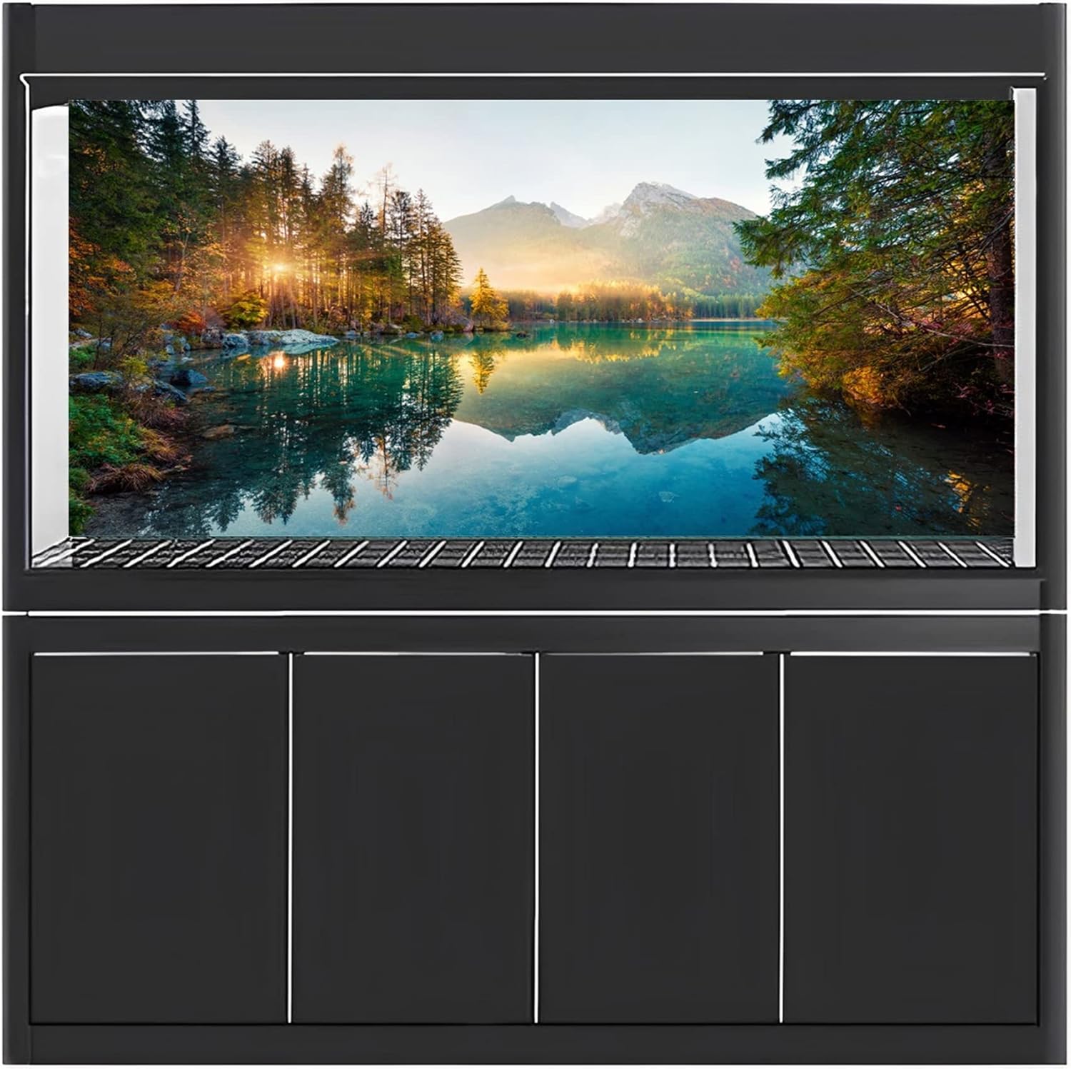 AWERT 30x12 inches Nature Landscape Aquarium Background River Mountain Autumn Scenery Fish Tank Background Vinyl Background