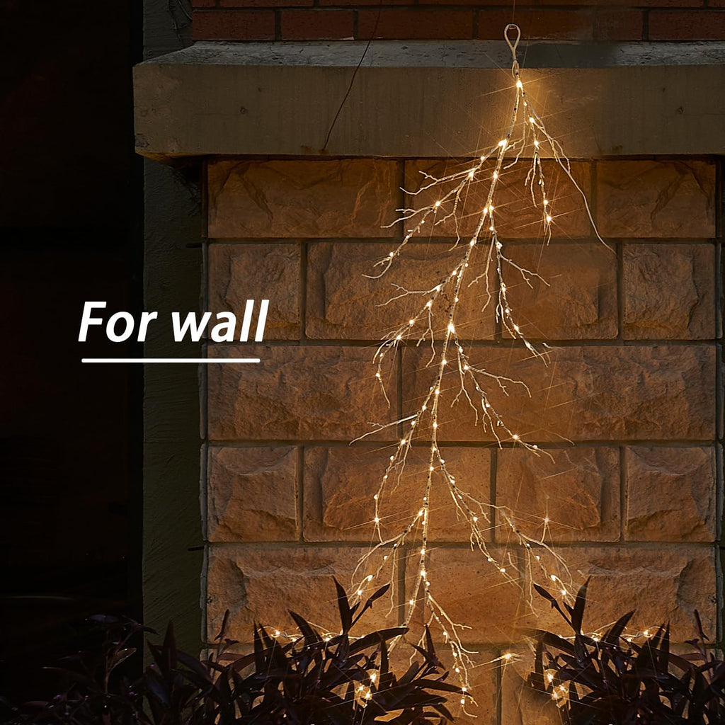 Fudios White Willow Garland Lights 6ft 120LED for Christmas Decoration Lighted Birch Garland Plug in for Christmas Home Party Decor