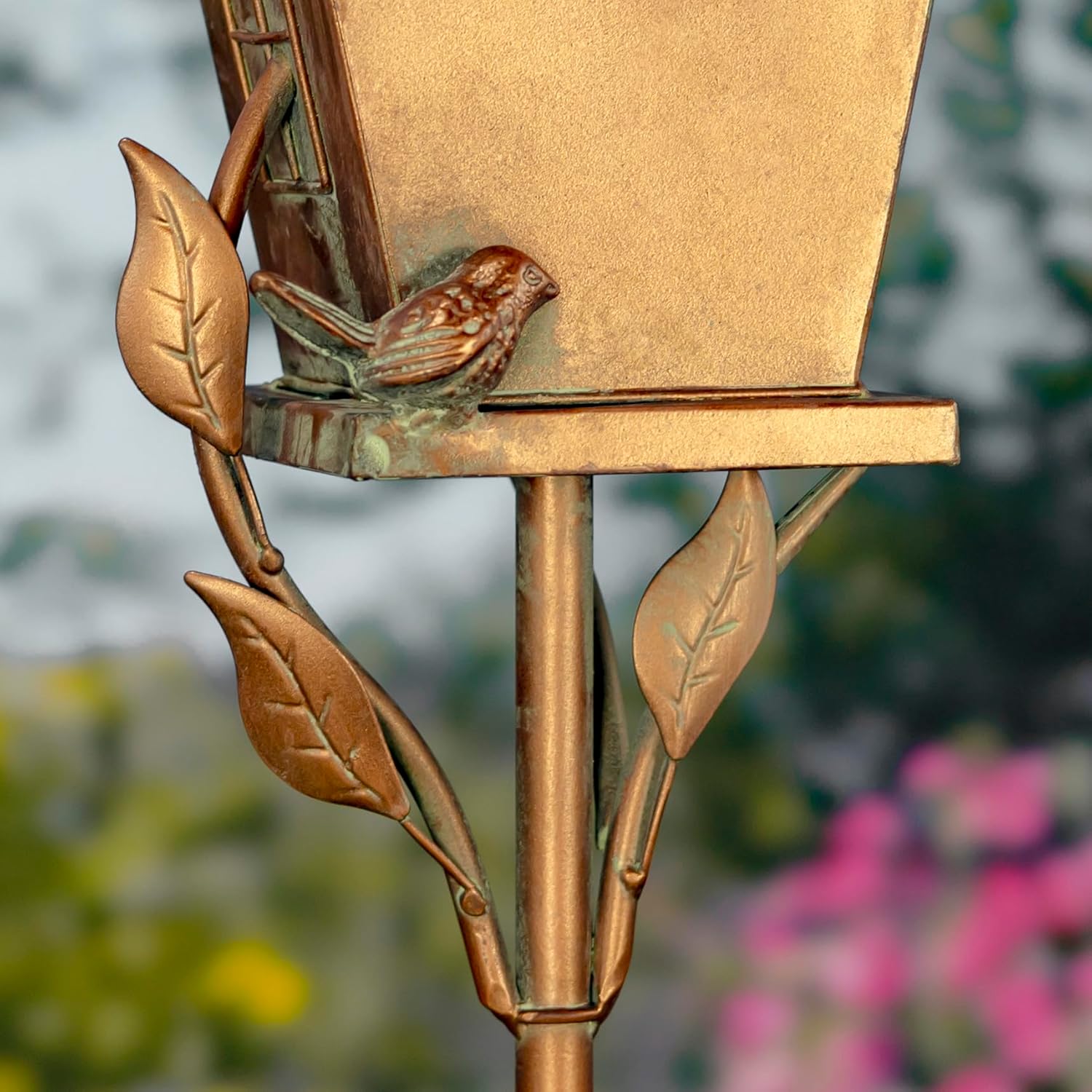 Copper Colored Fancy Design Birdhouse Garden Stakes (Stretched Classic House Shape)