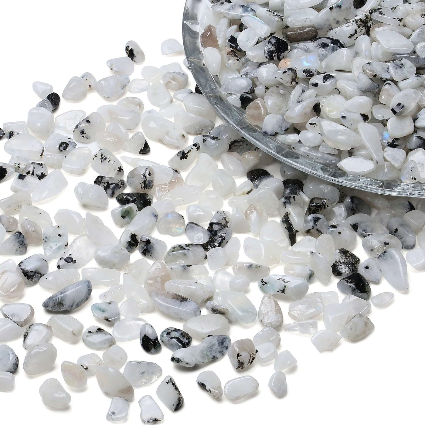 LAIDANLA White Labradorite 1lb Crystal Polished Tumbled Stones Irregular Shaped Crystal Chips Bulk Natural Gemstone Aquarium Gravel Rocks Vase Filler Fish Tank Gravel Home Decoration