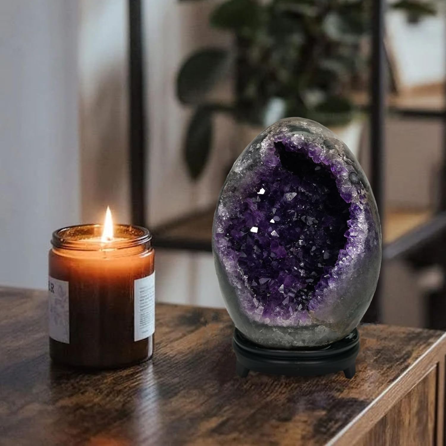 Amethyst Crystal Geode Dinosaur Egg Rock Quartz Cluster Natural Raw Purple Amethyst Stone Real Healing Crystals 3-3.5LB