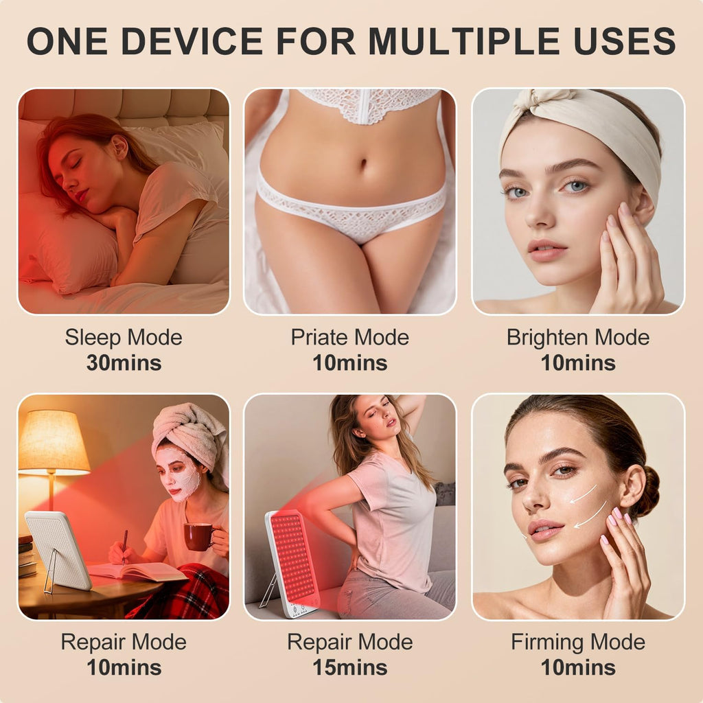 Red Light Therapy for Face and Body, Dual 660nm & 850nm Near Infrared Red Light Therapy Panel with Adjustable Stand and Timer, 3 Modes and 6 Brightness Levels,Ideal Gift for Family & Friends