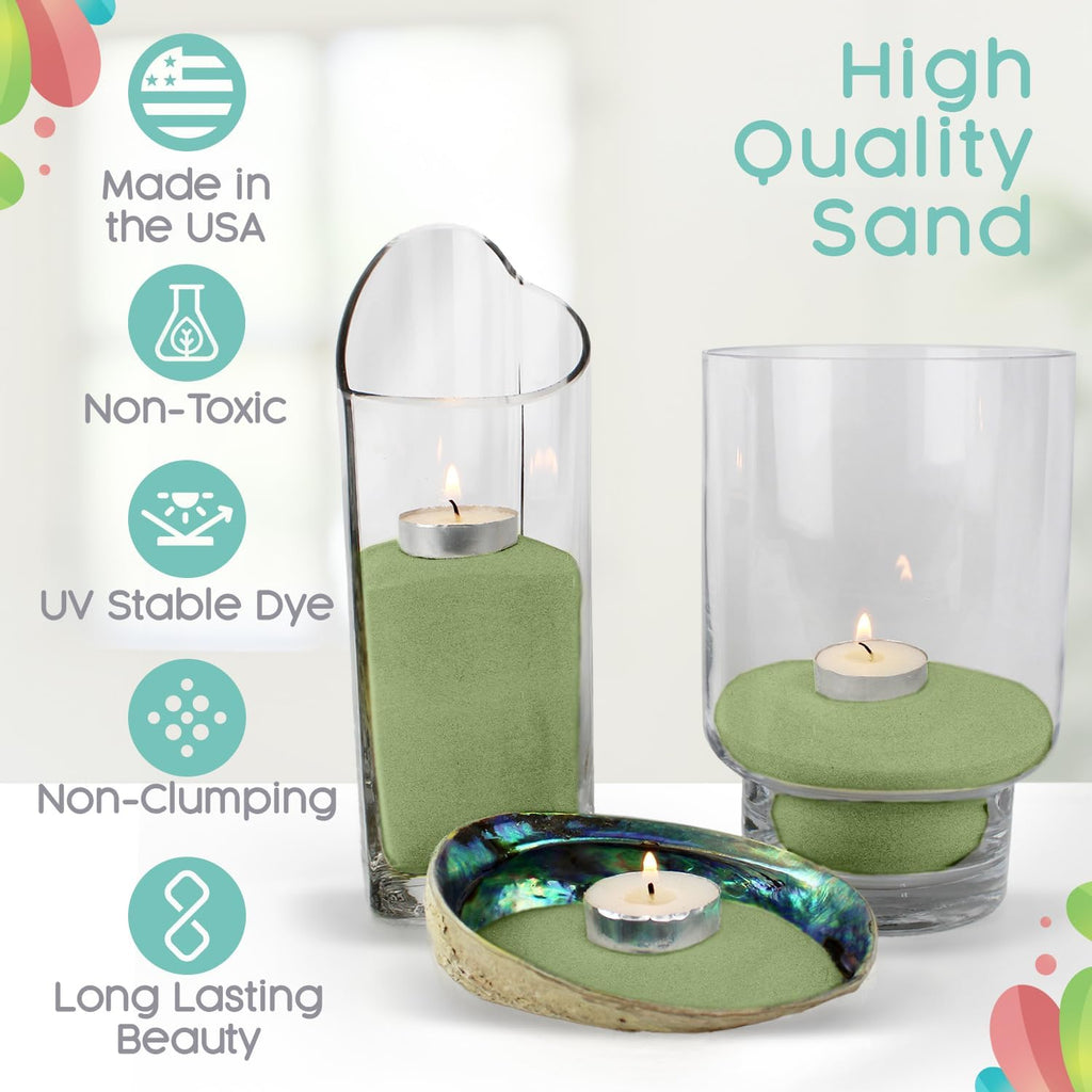 Sandsational Sparkle Sage Green and White Unity Sand 2 Pack, 1 LB (16 oz) of Each Color, Colored Sand for Weddings, Vase Filler, Home Décor, Crafts, Terrariums, and More