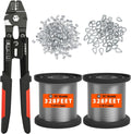 Sanuke Wire Rope Crimp Kit with 656ft 1/16 304 Stainless Steel Cable 7x7 Strand Core, 400PCS 1/16'' Aluminum Crimp Loop Sleeves and 100PCS M2 Wire Rope Stainless Steel Thimble