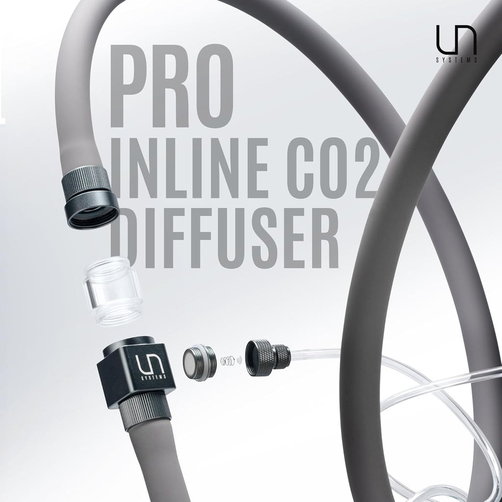 UNS Pro Inline CO2 Diffuser - Aluminum, High Gas Dissolution Diffuser for Freshwater Planted Aquarium - Aquascaping Tank External Canister Filter Accessory for 1/2in or 12ID Tubing - Space Gray, 12mm