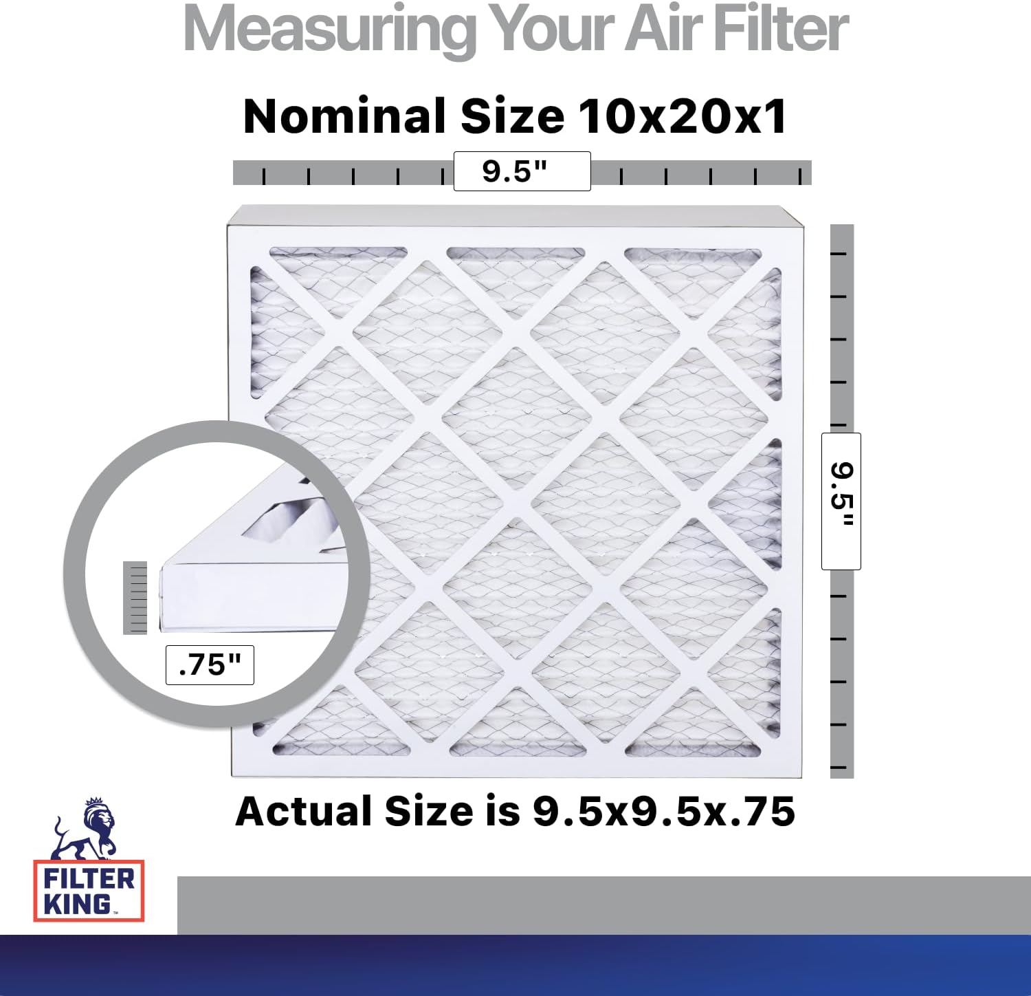 Filter King 10x20x1 Air Filter | 4-PACK | Carbon MERV 8 HVAC Pleated A/C Furnace Filters | MADE IN USA | Actual Size: 9.5 x 19.5 x .75"