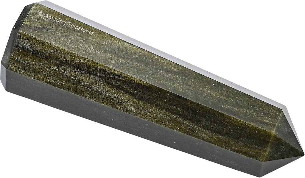 Amazing Gemstone Golden Sheen Obsidian Crystal Towers - Natural Healing Crystal Point Obelisk for Reiki Healing and Crystal Grid (3 Inch)