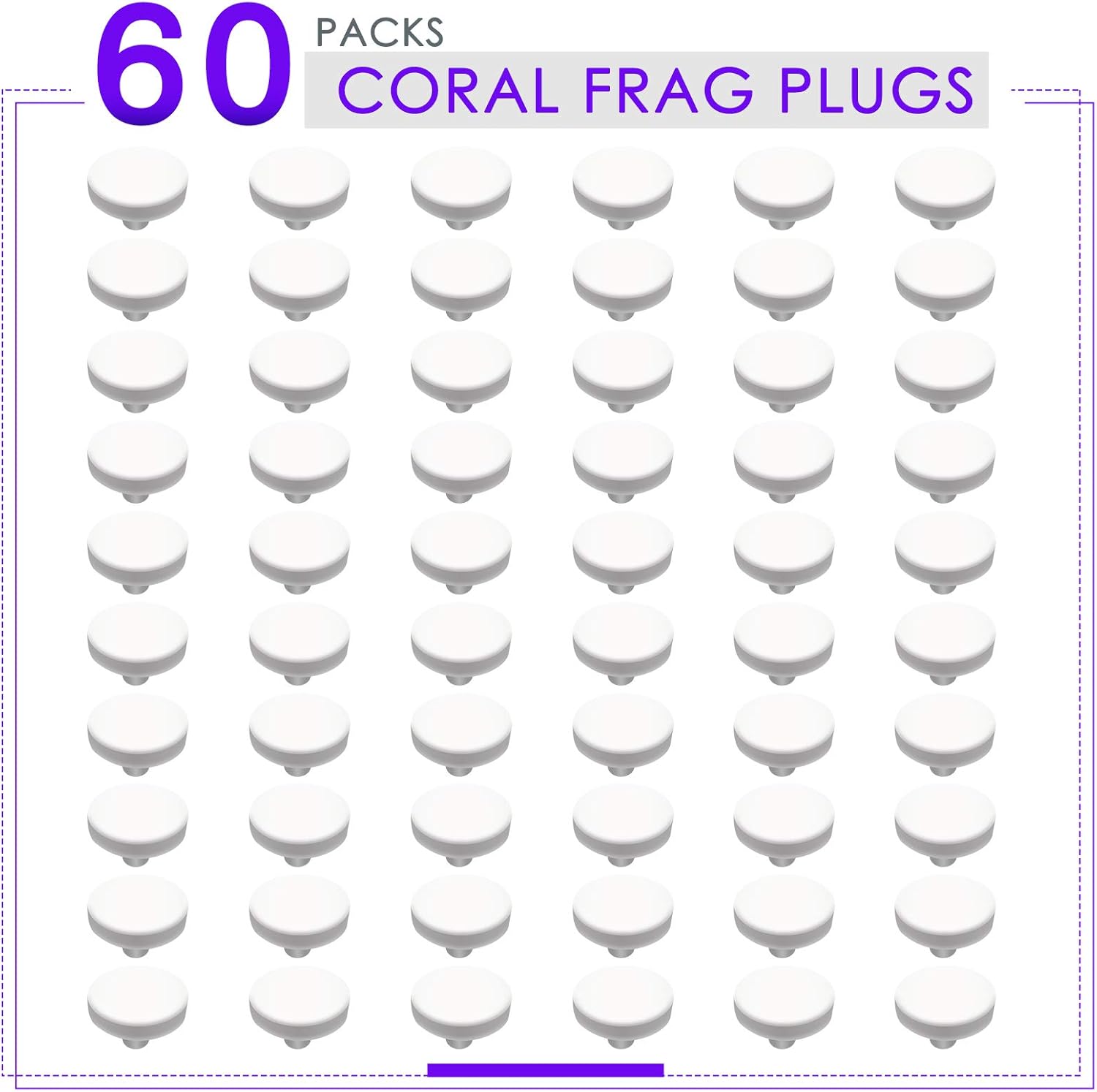 Aquarium Choice Ceramic Coralline Coral Frag Plugs 60 Pack